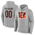 Kooe Custom C.Bengals Gray Team Authentic Personalized Name & Number Hoodie Stitched Jerseys