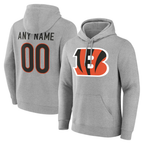 Kooe Custom C.Bengals Gray Team Authentic Personalized Name & Number Hoodie Stitched Jerseys