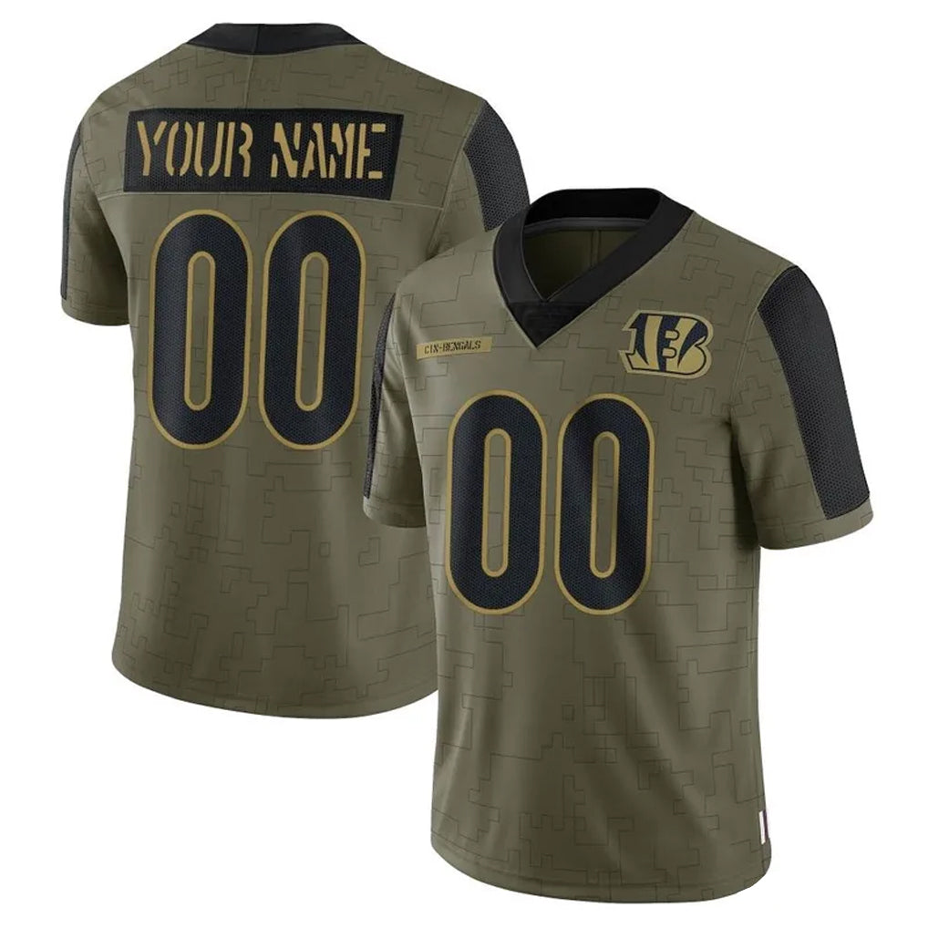 Kooe Custom C.Bengals Olive Salute to Service Game Any Name & Numbers Stitched Jerseys