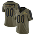 Kooe Custom C.Bengals Olive Salute to Service Game Any Name & Numbers Stitched Jerseys