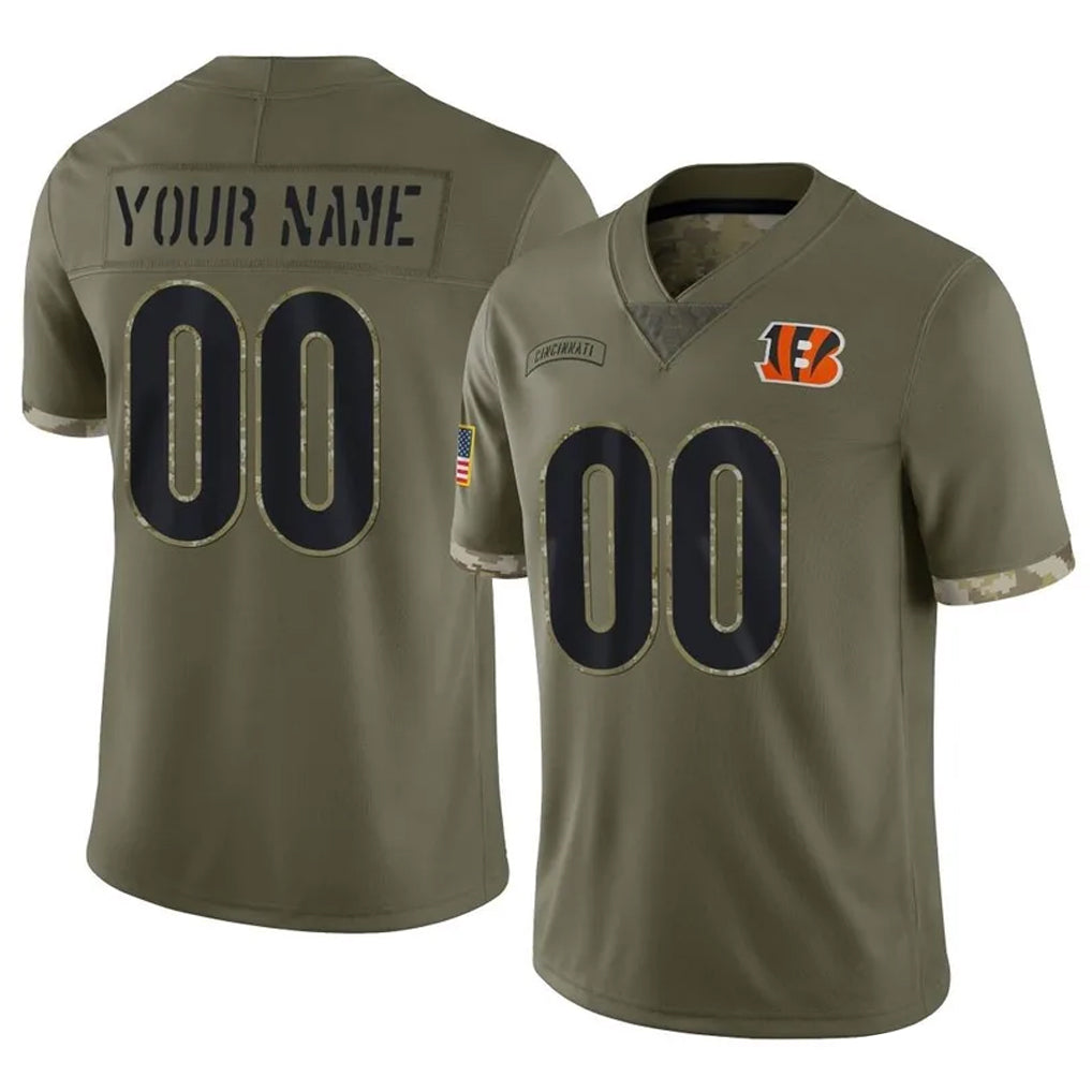 Kooe Custom C.Bengals Olive Salute to Service Limited Game Any Name & Numbers Stitched Jerseys