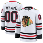 Kooe Custom C.Blackhawks White Away Premium Jerseys
