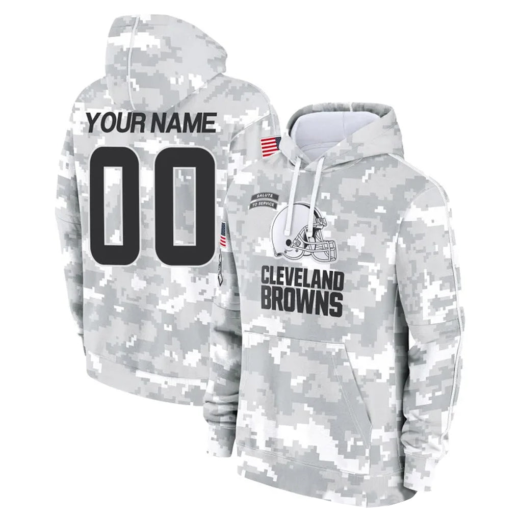 Kooe Custom C.Browns Arctic Camo Salute to Service Hoodies Limited Any Name & Numbers Stitched Jerseys