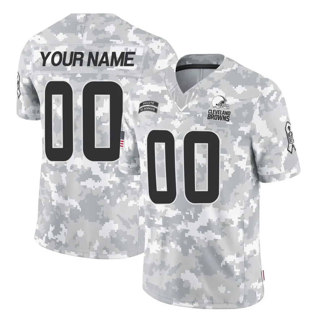 Kooe Custom C.Browns Arctic Camo Salute to Service Limited Home Game Any Name & Numbers Stitched Jerseys