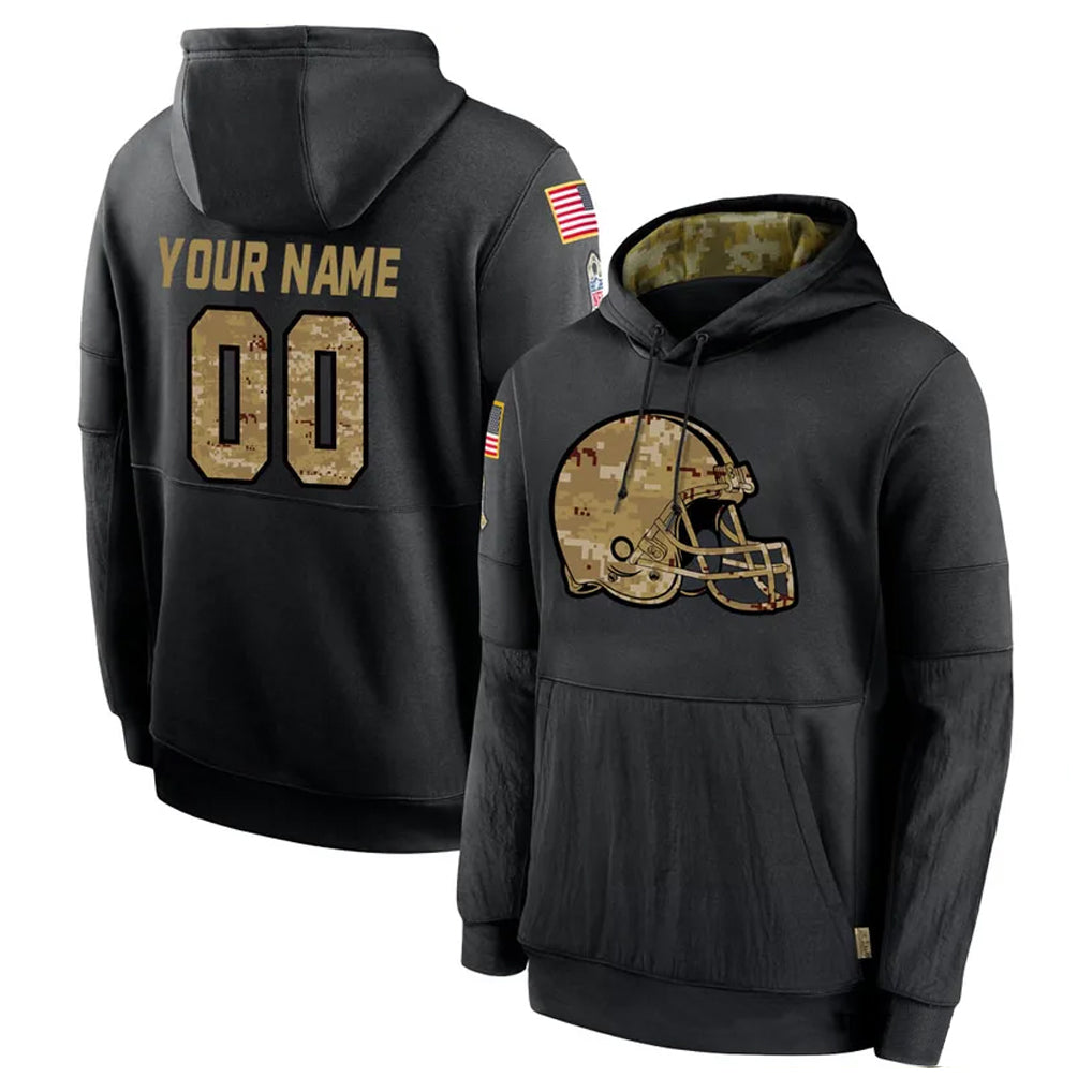 Kooe Custom C.Browns Black Salute to Service Pullover Hoodies Limited Any Name & Numbers Stitched Jerseys