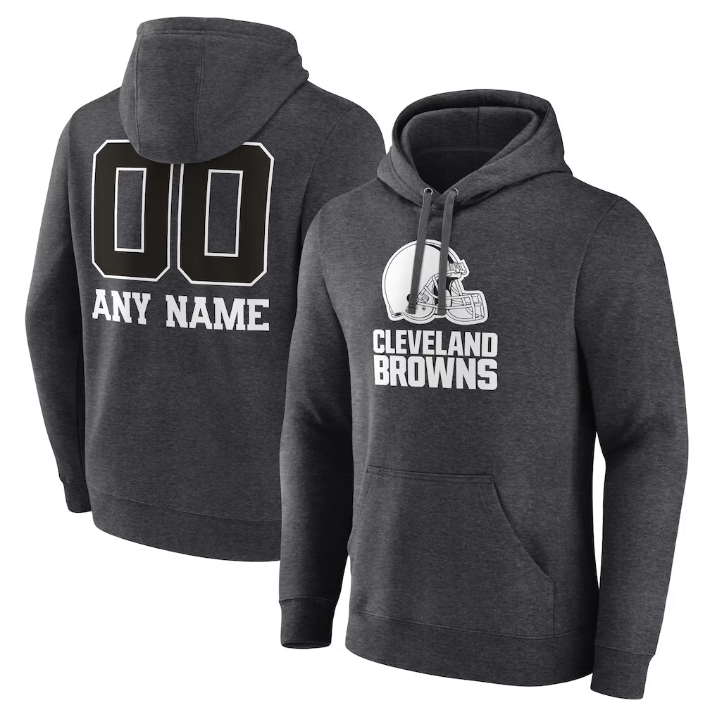 Kooe Custom C.Browns Charcoal Primetime Logo Hoodie Any Name & Numbers Stitched Jerseys