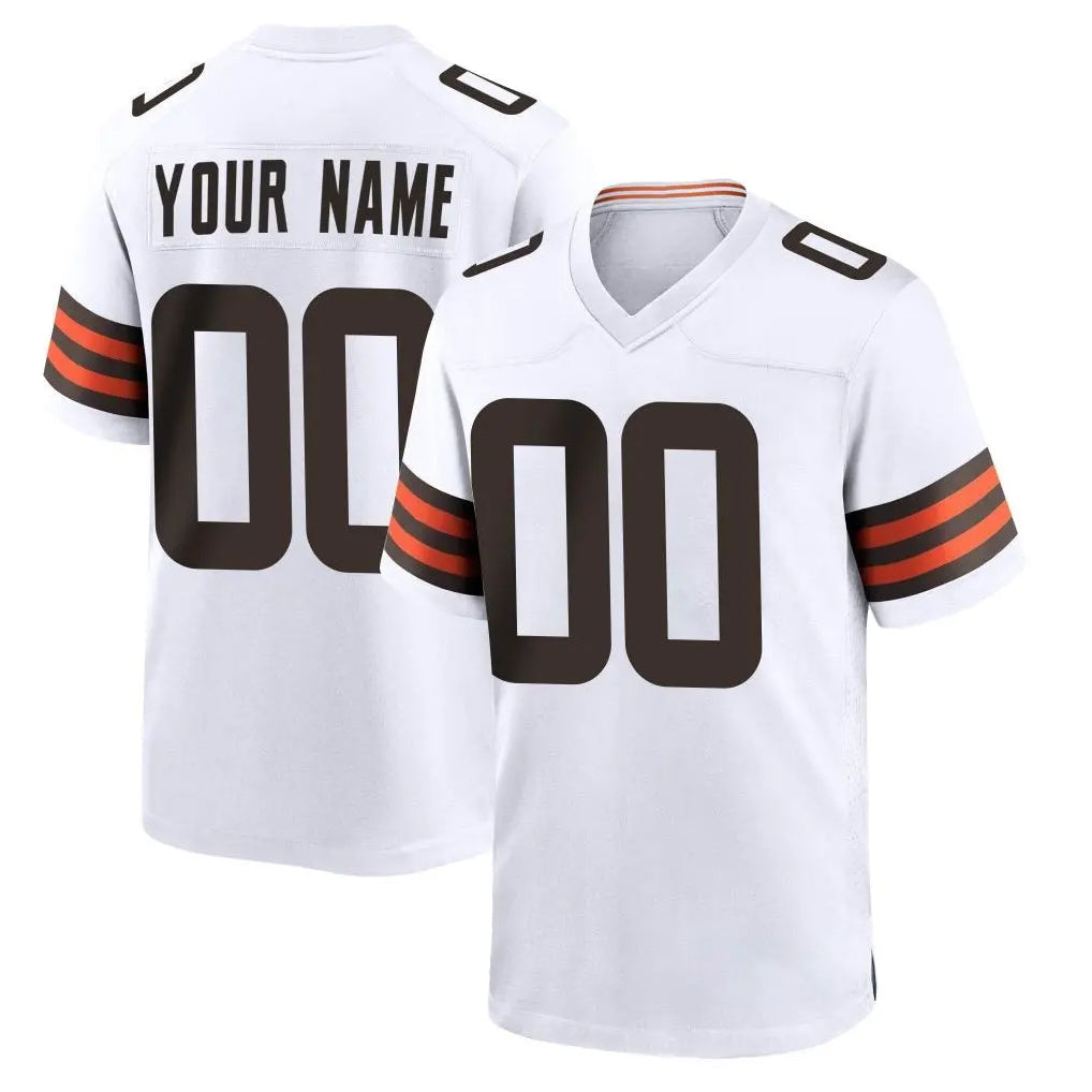 Kooe Custom C.Browns White Home Game Any Name & Numbers Stitched Jerseys
