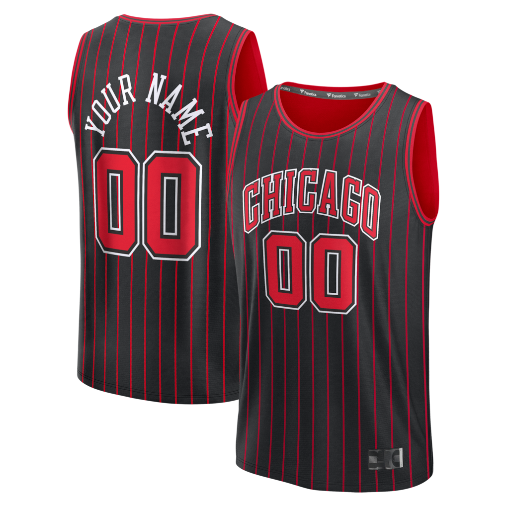 Kooe Custom Chicago BullsC.Bulls Black Fast Break Jerseys - Icon Edition