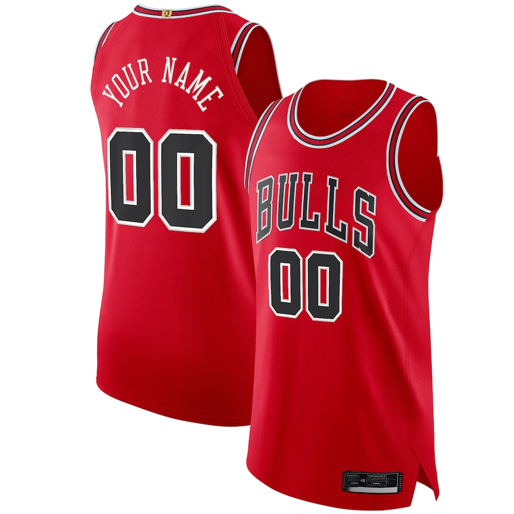 Kooe Custom C.Bulls Red Authentic Jerseys - Icon Edition
