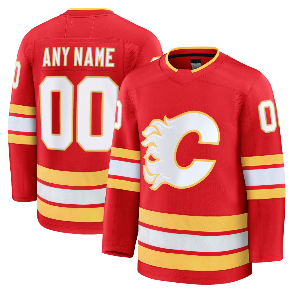 Kooe Custom C.Flames Red Home Premium Jerseys