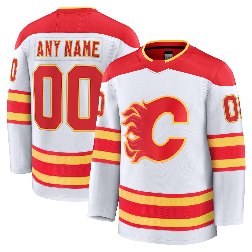 Kooe Custom C.Flames White Away Premium Jerseys
