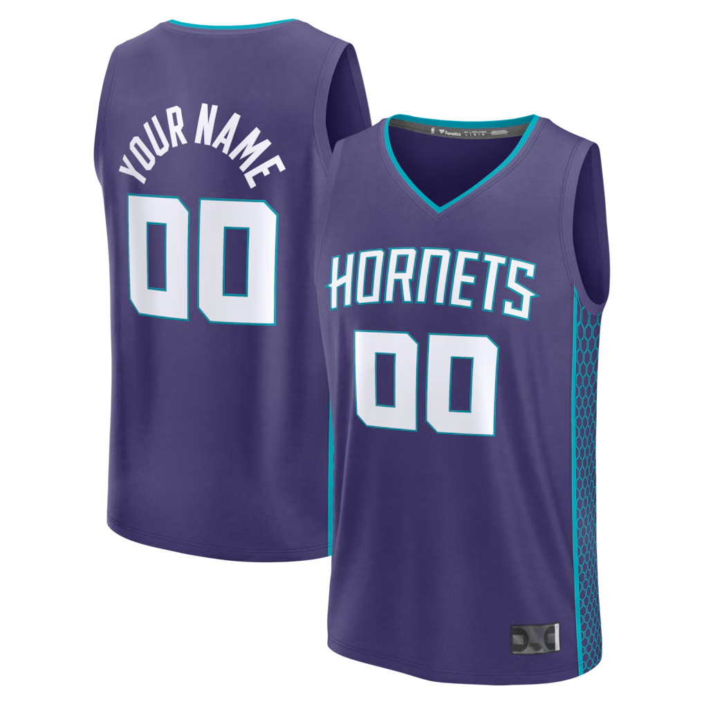 Kooe Custom C.Hornets  Purple Fast Break Jerseys - Icon Edition