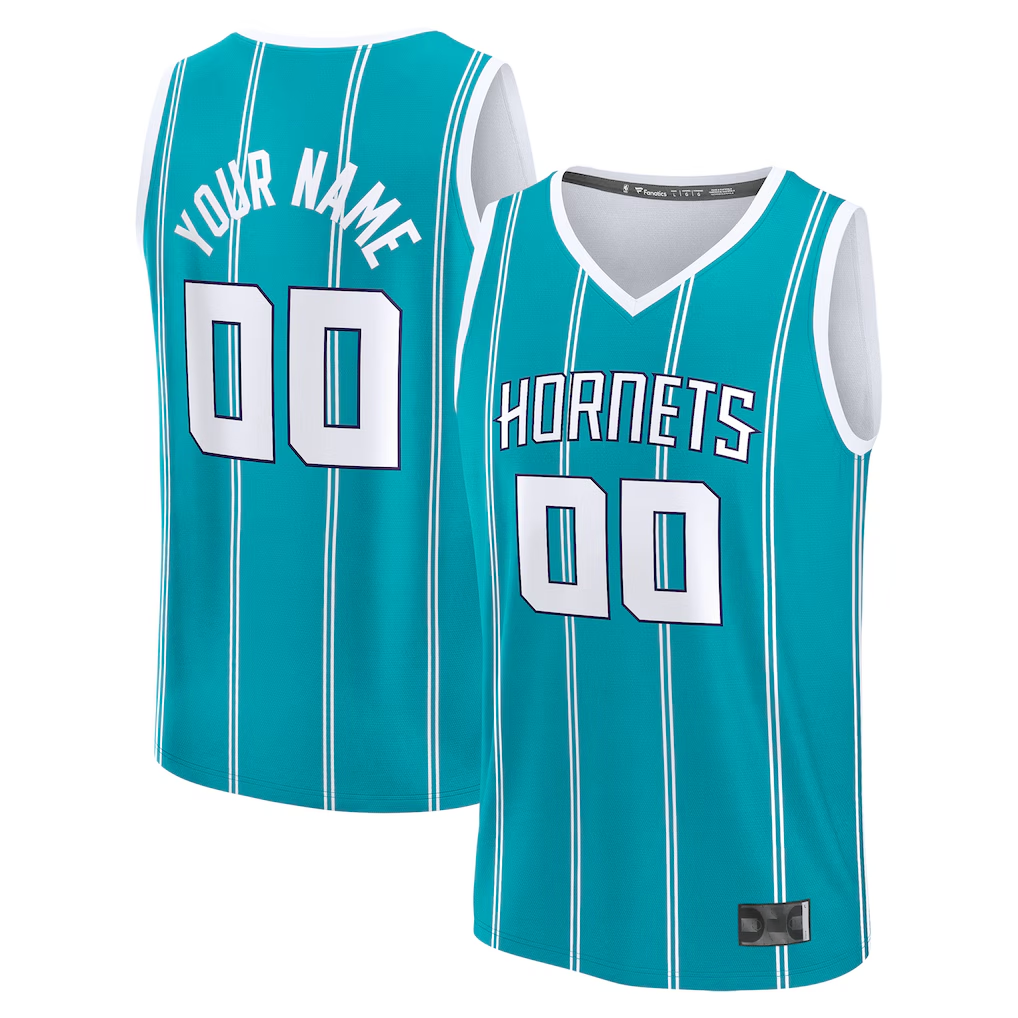 Kooe Custom C.Hornets  Teal Fast Break Jerseys - Icon Edition