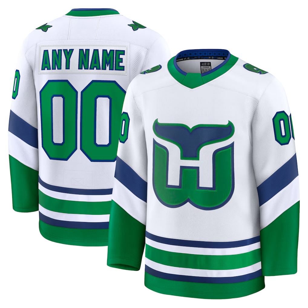 Kooe Custom C.Hurricanes White Throwback Premium Stitched Jerseys