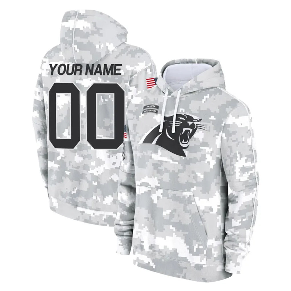 Kooe Custom C.Panthers Arctic Camo Salute to Service Pullover Hoodies Any Name & Numbers Stitched Jerseys