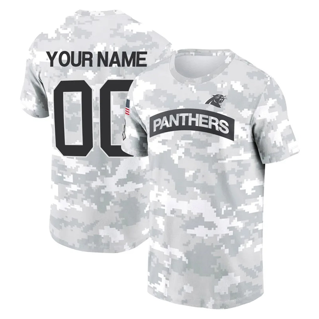 Kooe Custom C.Panthers Arctic Camo Salute to Service T-Shirt Hoodies Any Name & Numbers Stitched Jerseys