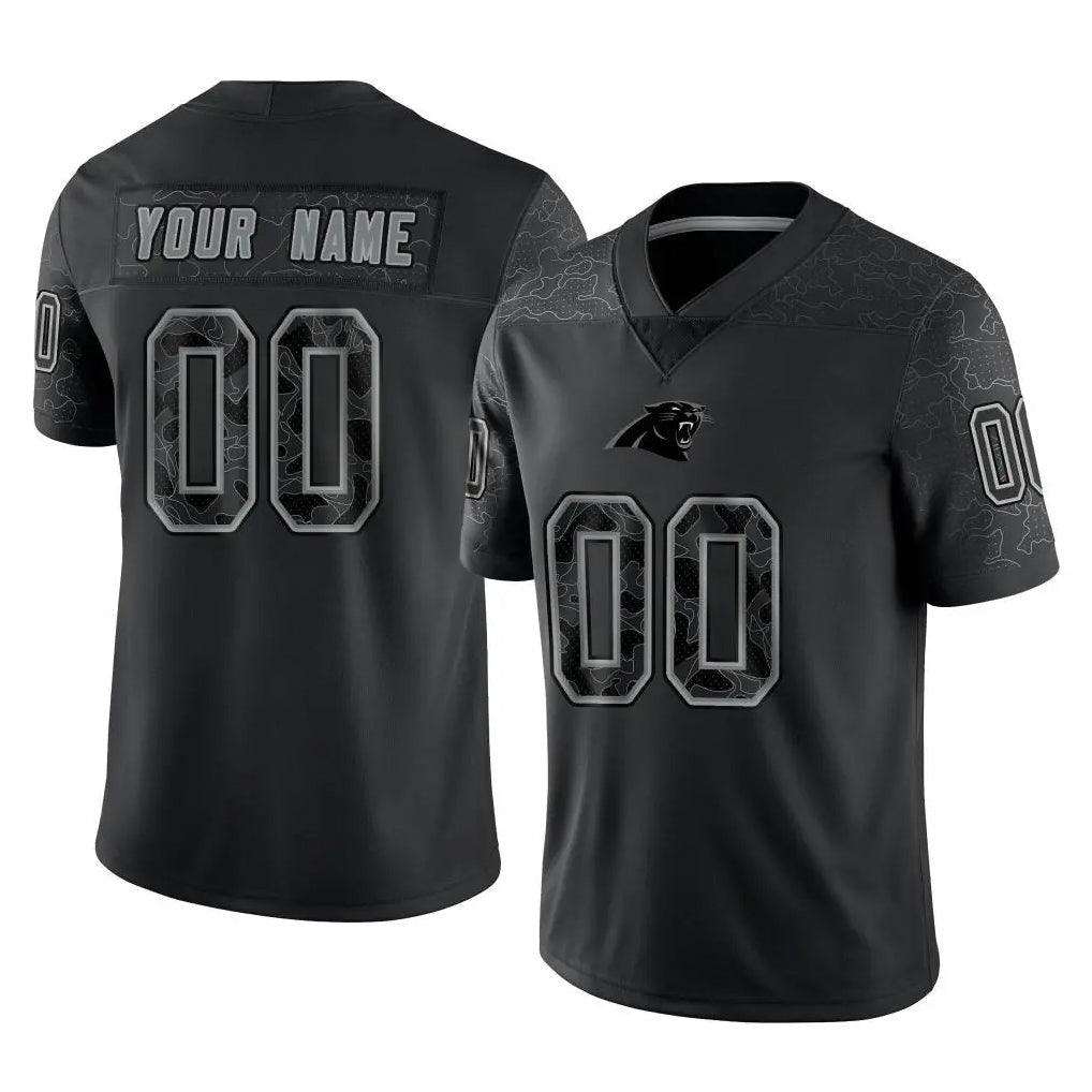 Kooe Custom C.Panthers Black Limited Reflective Game Any Name & Numbers Stitched Jerseys