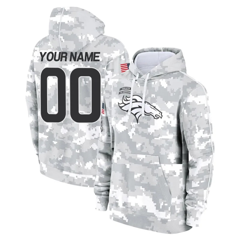 Kooe Custom D.Broncos Arctic Camo Salute to Service Hoodies Limited Any Name & Numbers Stitched Jerseys