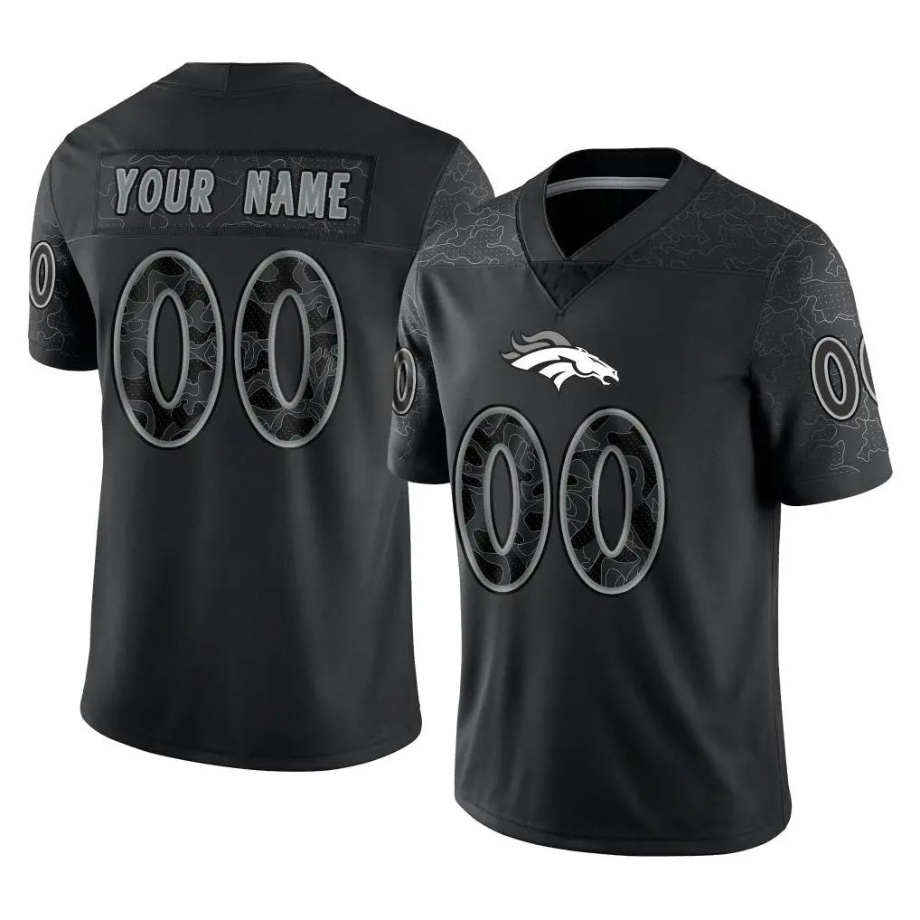 Kooe Custom D.Broncos Black Reflective Limited Any Name & Numbers Stitched Jerseys