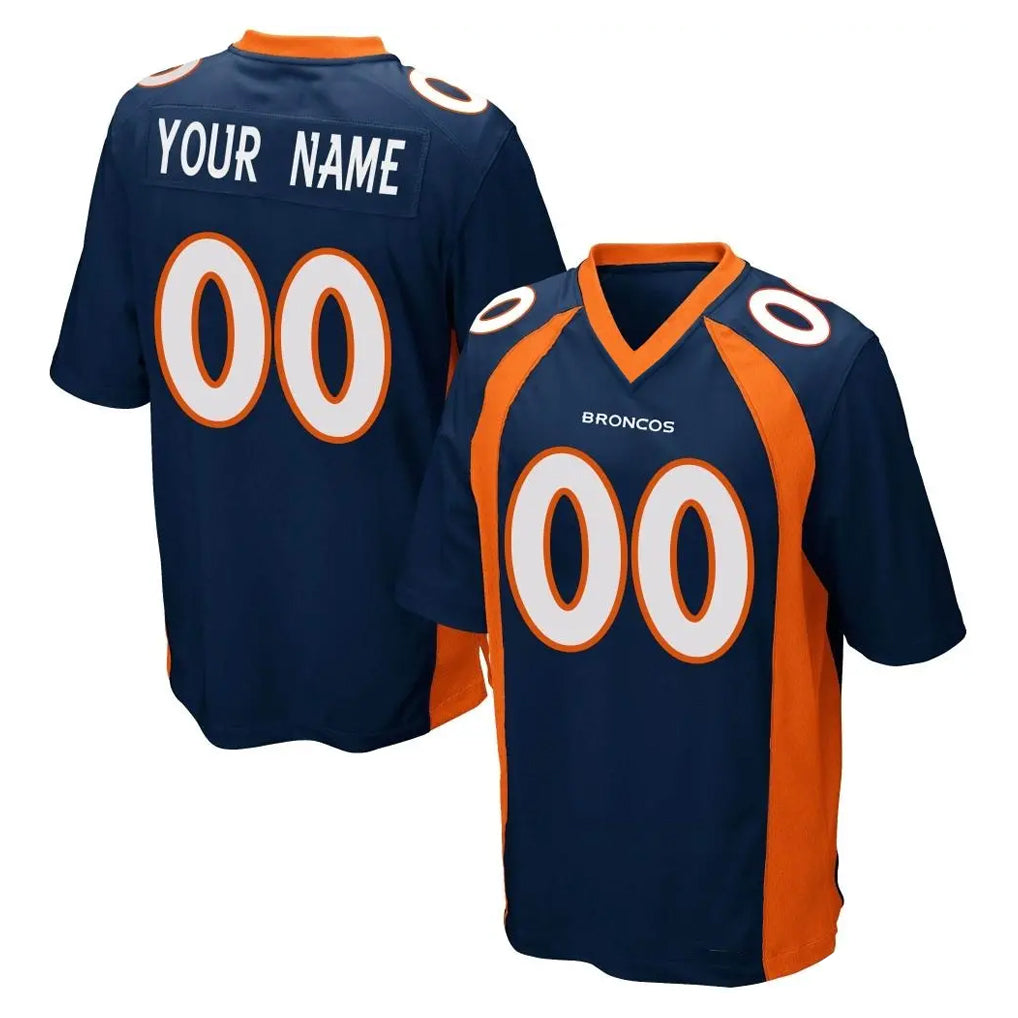 Kooe Custom D.Broncos Navy Game Any Name & Numbers Stitched Jerseys