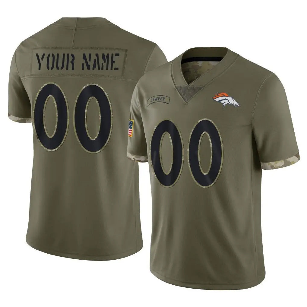 Kooe Custom D.Broncos Olive Salute To Service Limited Any Name & Numbers Stitched Jerseys