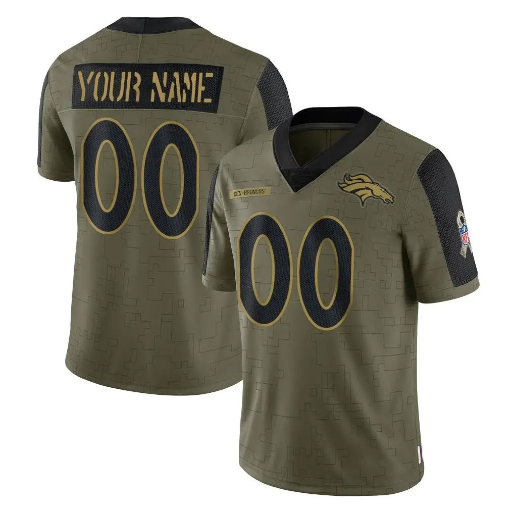 Kooe Custom D.Broncos Olive Salute To Service Limited Game Any Name & Numbers Stitched Jerseys