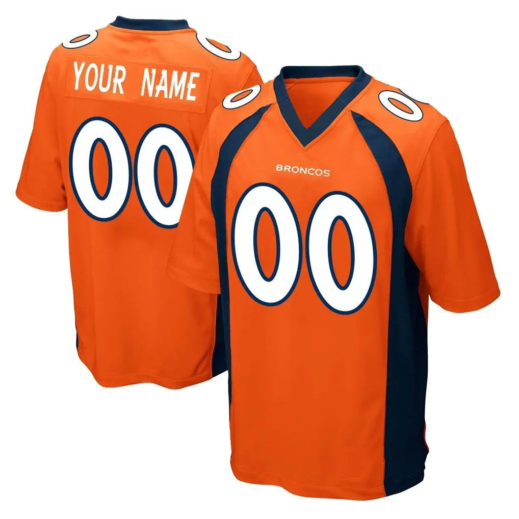 Kooe Custom D.Broncos Orange Color Home Game Any Name & Numbers Stitched Jerseys