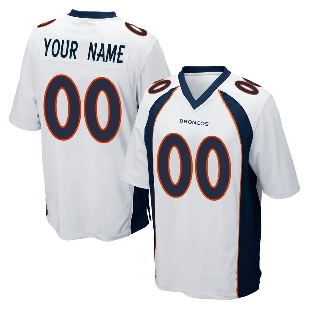 Kooe Custom D.Broncos White Game Any Name & Numbers Stitched Jerseys