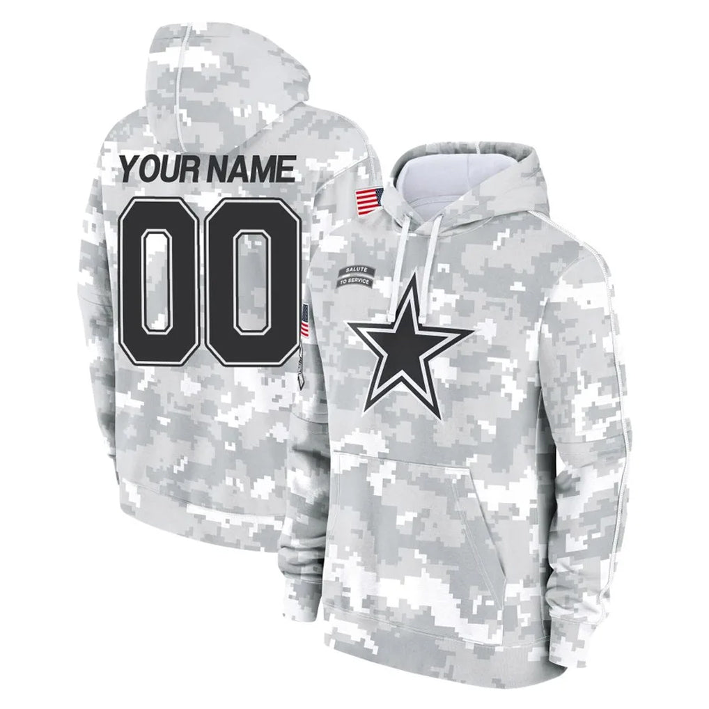 Kooe Custom D.Cowboys Arctic Camo Salute to Service Hoodies Limited Game Any Name & Numbers Stitched Jerseys