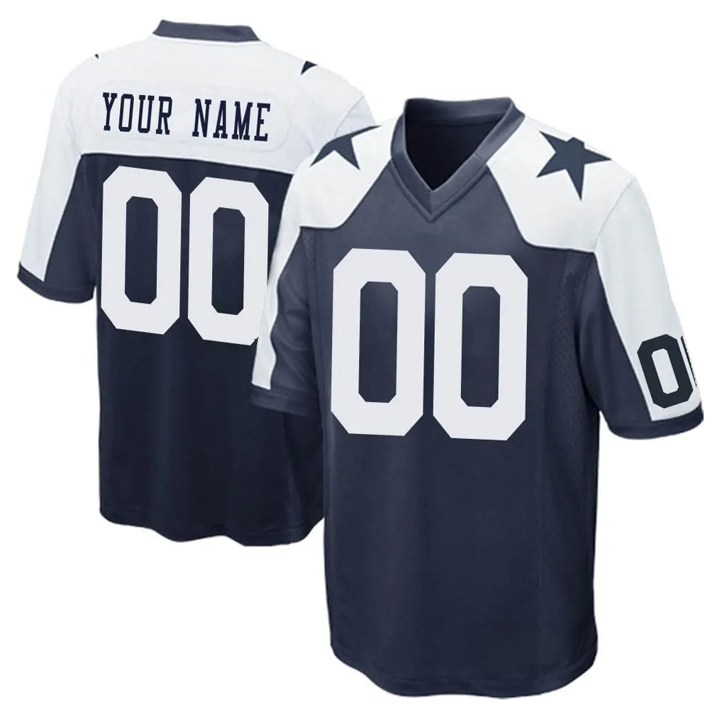 Kooe Custom D.Cowboys Navy-White Alternate Home Game Any Name & Numbers Stitched Jerseys