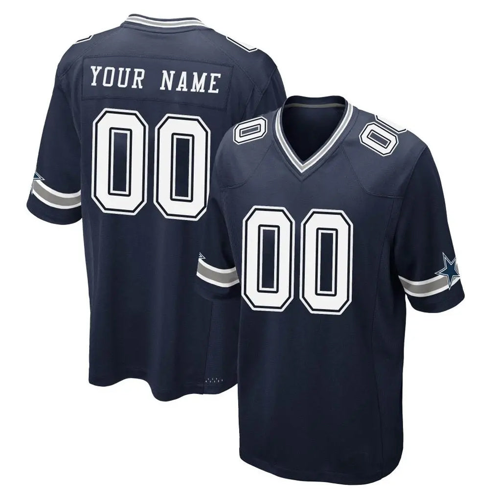 Kooe Custom D.Cowboys Navy Home Game Any Name & Numbers Stitched Jerseys