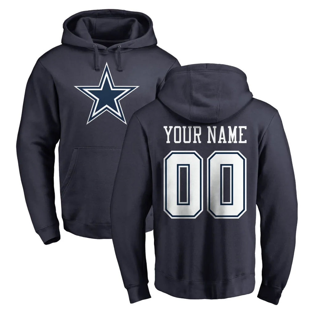 Kooe Custom D.Cowboys Navy Pullover Hoodies Limited Any Name & Numbers Stitched Jerseys