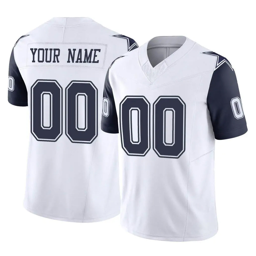 Kooe Custom D.Cowboys White-Navy Limited Vapor F.U.S.E. Home Game Any Name & Numbers Stitched Jerseys