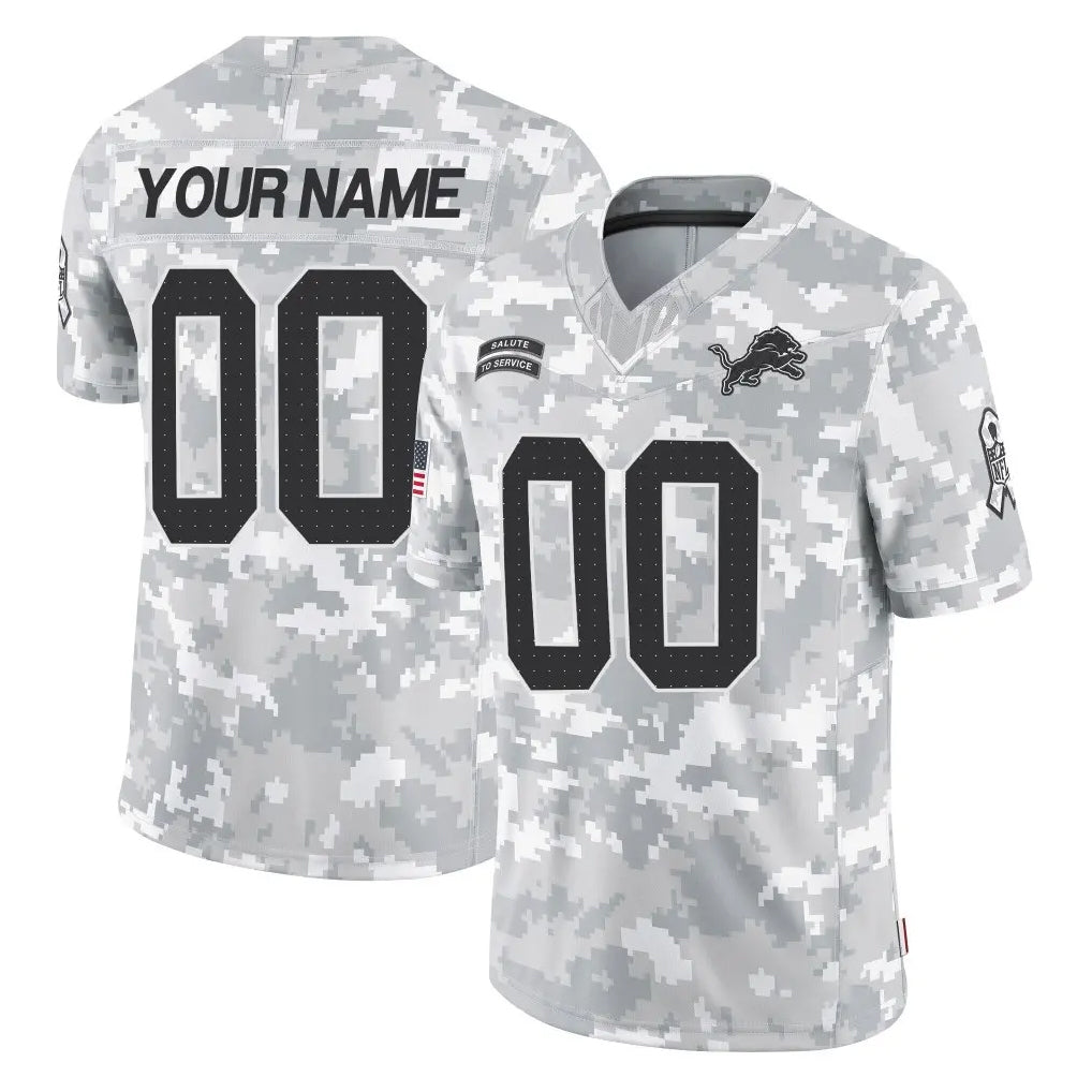 Kooe Custom D.Lions Arctic Camo Salute To Service Limited Any Name & Numbers Stitched Jerseys
