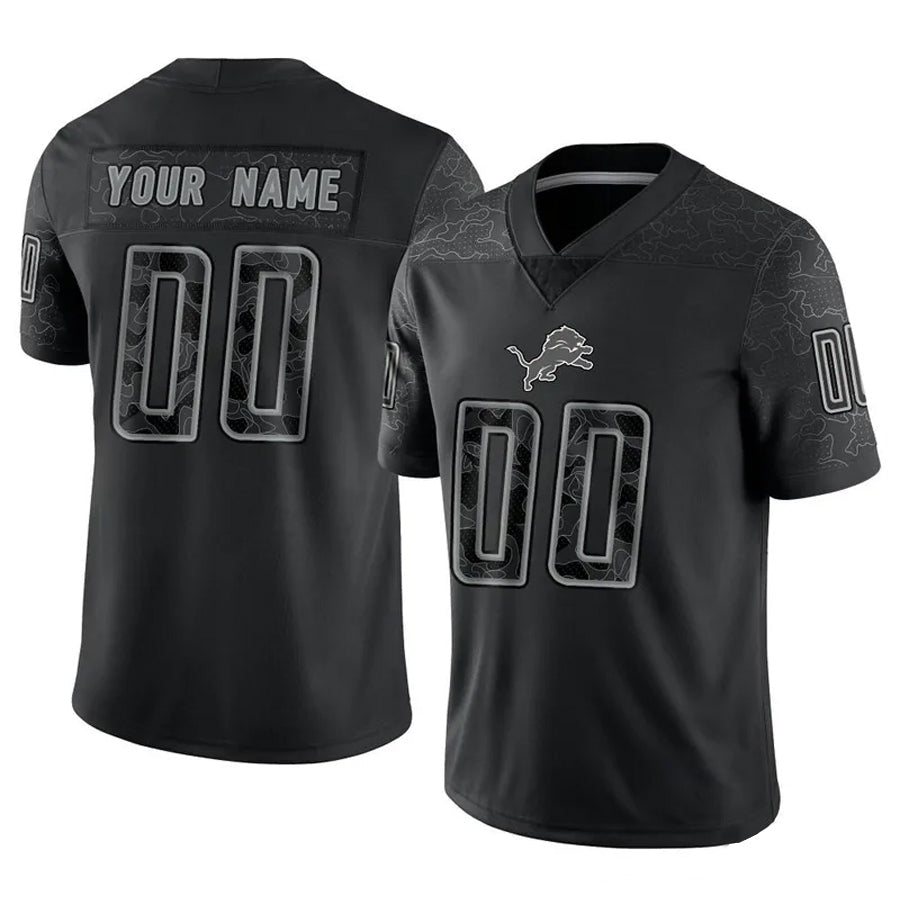 Kooe Custom D.Lions Black RFLCTV Limited Stitched Jerseys