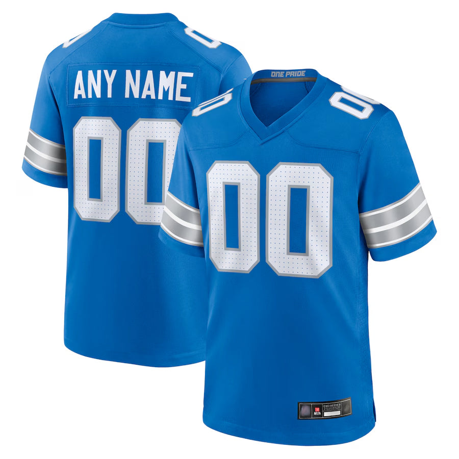 Kooe Custom D.Lions Blue Home Game Stitched Jerseys