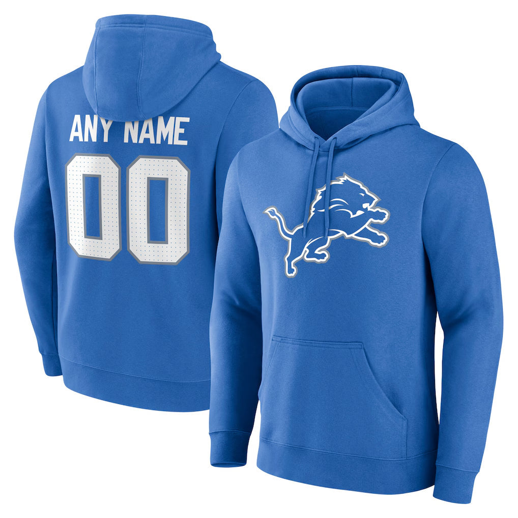 Kooe Custom D.Lions Blue Pullover Hoodies Limited Any Name & Numbers Stitched Jerseys