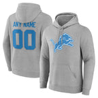 Kooe Custom D.Lions Gray Pullover Hoodies Limited Any Name & Numbers Stitched Jerseys