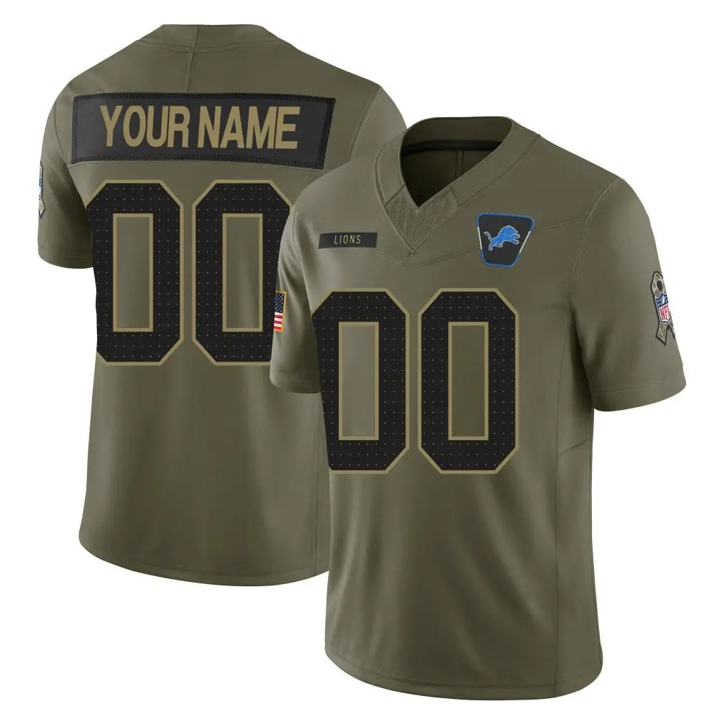 Kooe Custom D.Lions Olive 2025 Salute To Service Limited Home Game Any Name & Numbers Stitched Jerseys