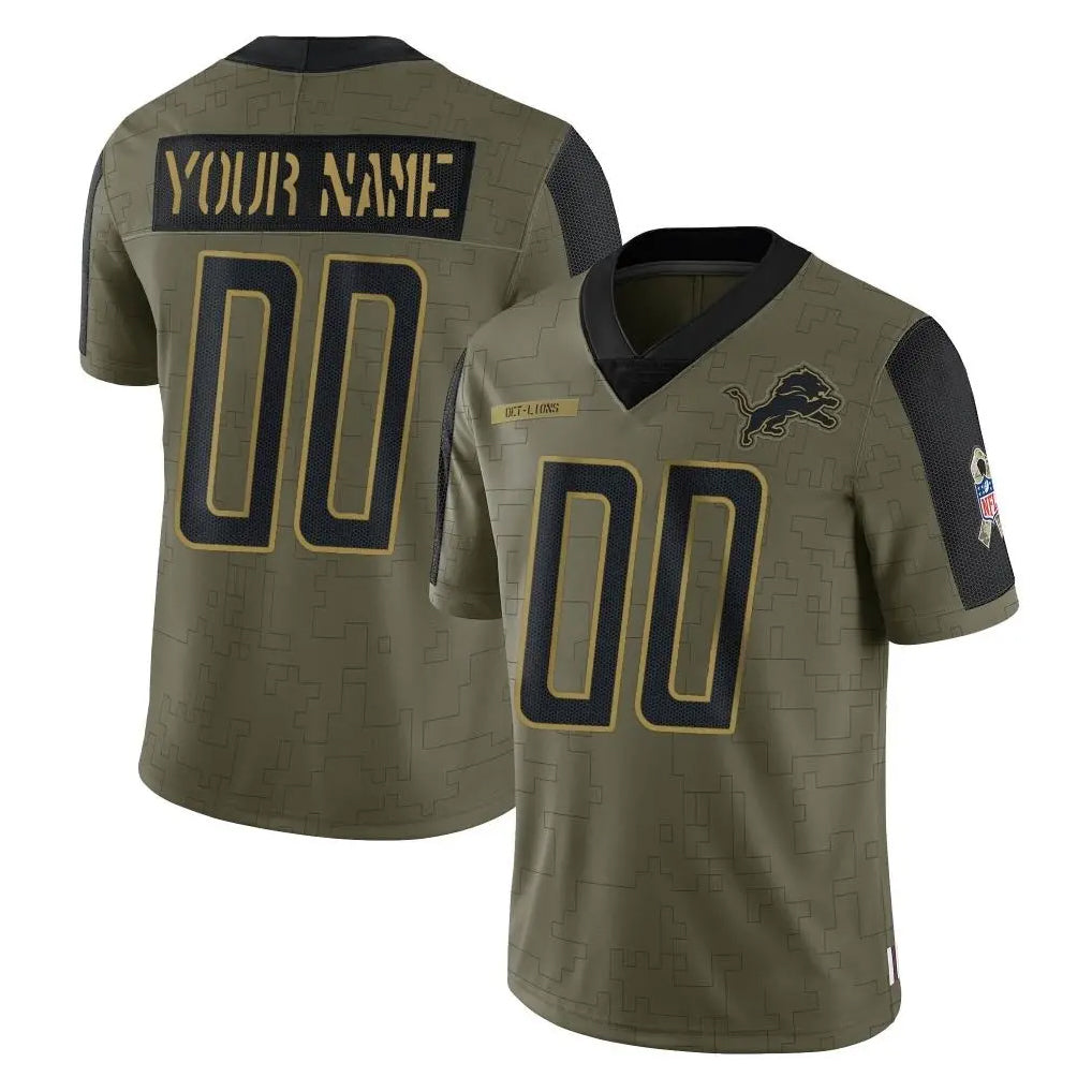 Kooe Custom D.Lions Olive Salute To Service Limited Game Any Name & Numbers Stitched Jerseys