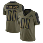 Kooe Custom D.Lions Olive Salute To Service Limited Game Any Name & Numbers Stitched Jerseys