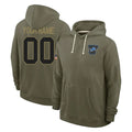 Kooe Custom D.Lions Olive Salute to Service Pullover Hoodies Limited Any Name & Numbers Stitched Jerseys