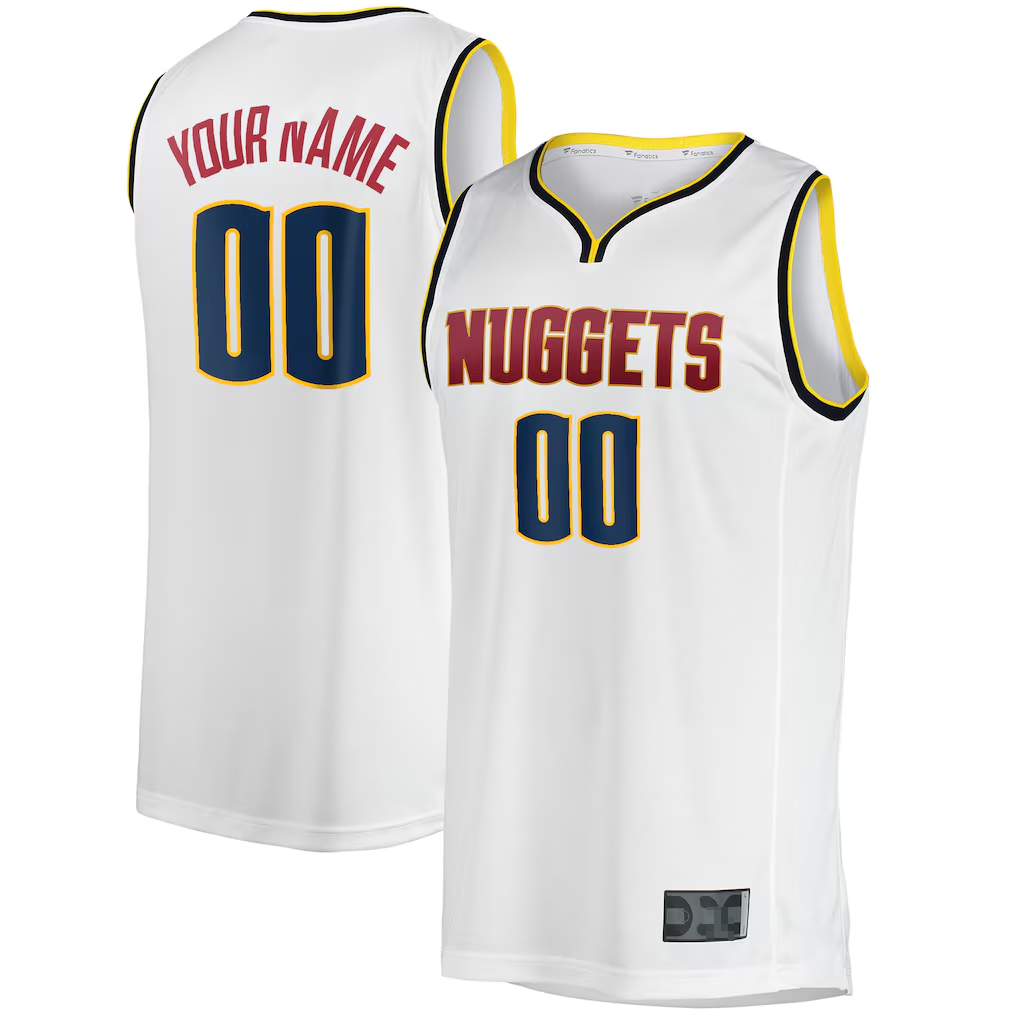 Kooe Custom D.Nuggets White Fast Break Replica Jerseys - Association Edition