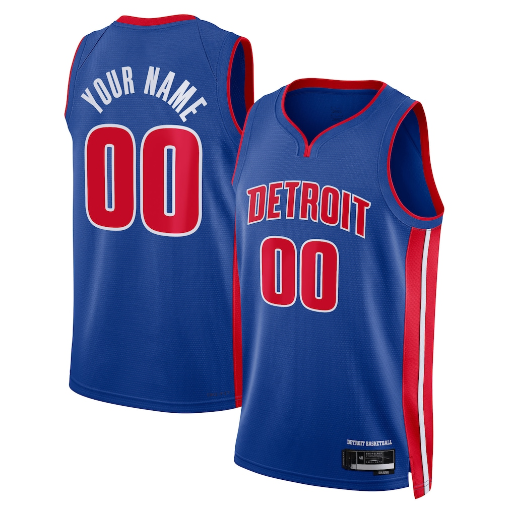 Kooe Custom D.Pistons Blue Swingman Jerseys - Icon Edition