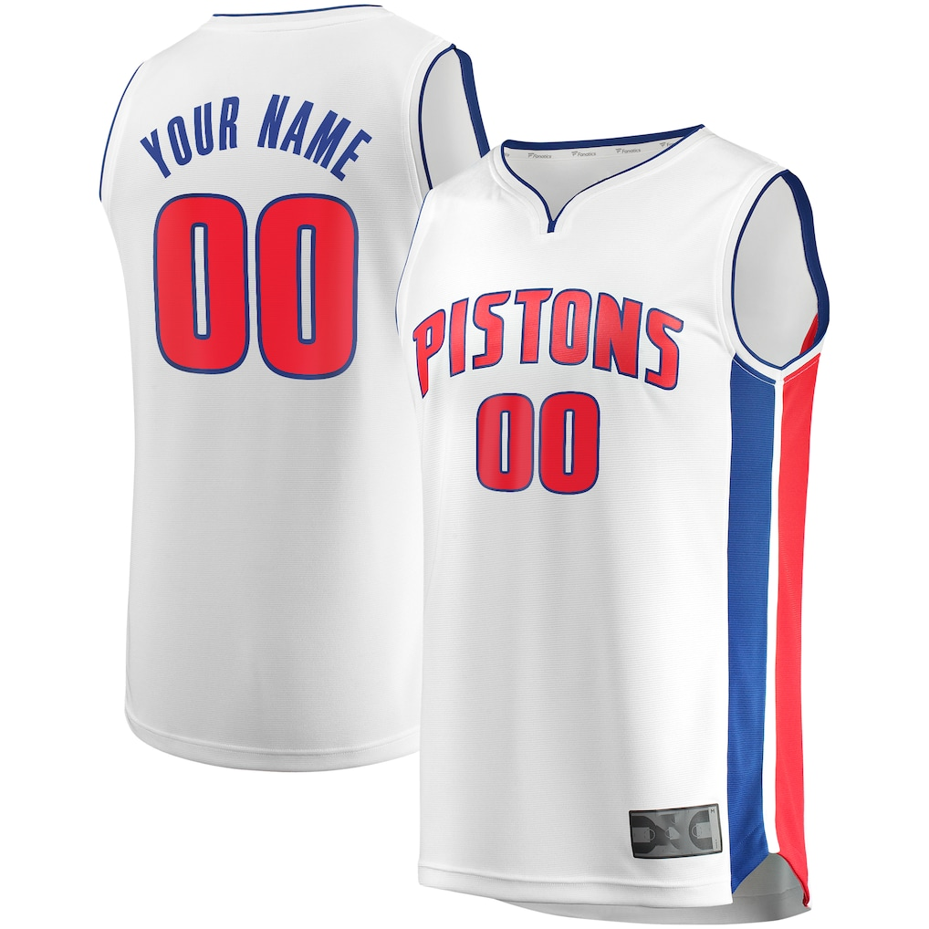 Kooe Custom D.Pistons  White Fast Break Replica Jerseys - Association Edition