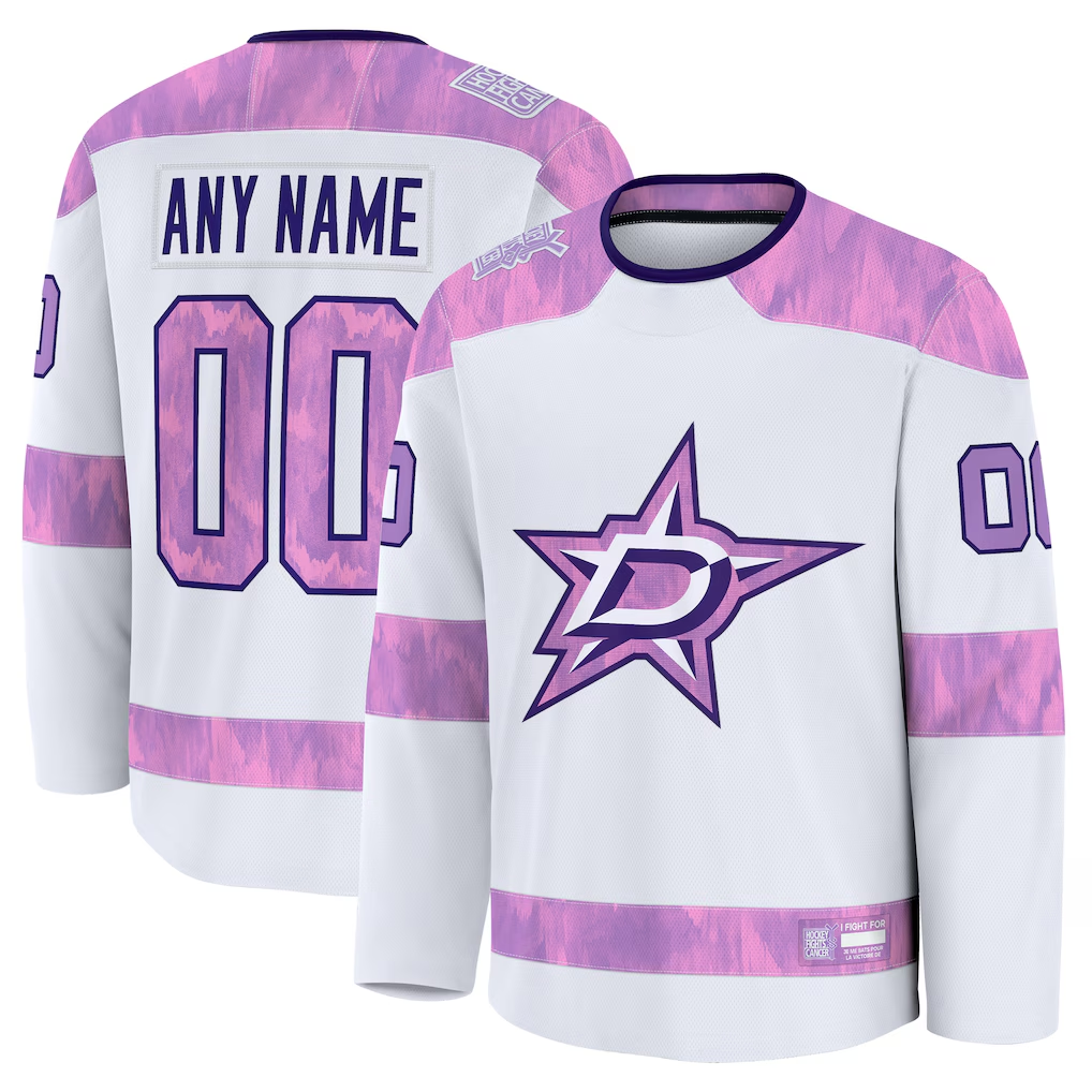 Kooe Custom D.Stars White 2024 Hockey Fights Cancer Practice Jerseys