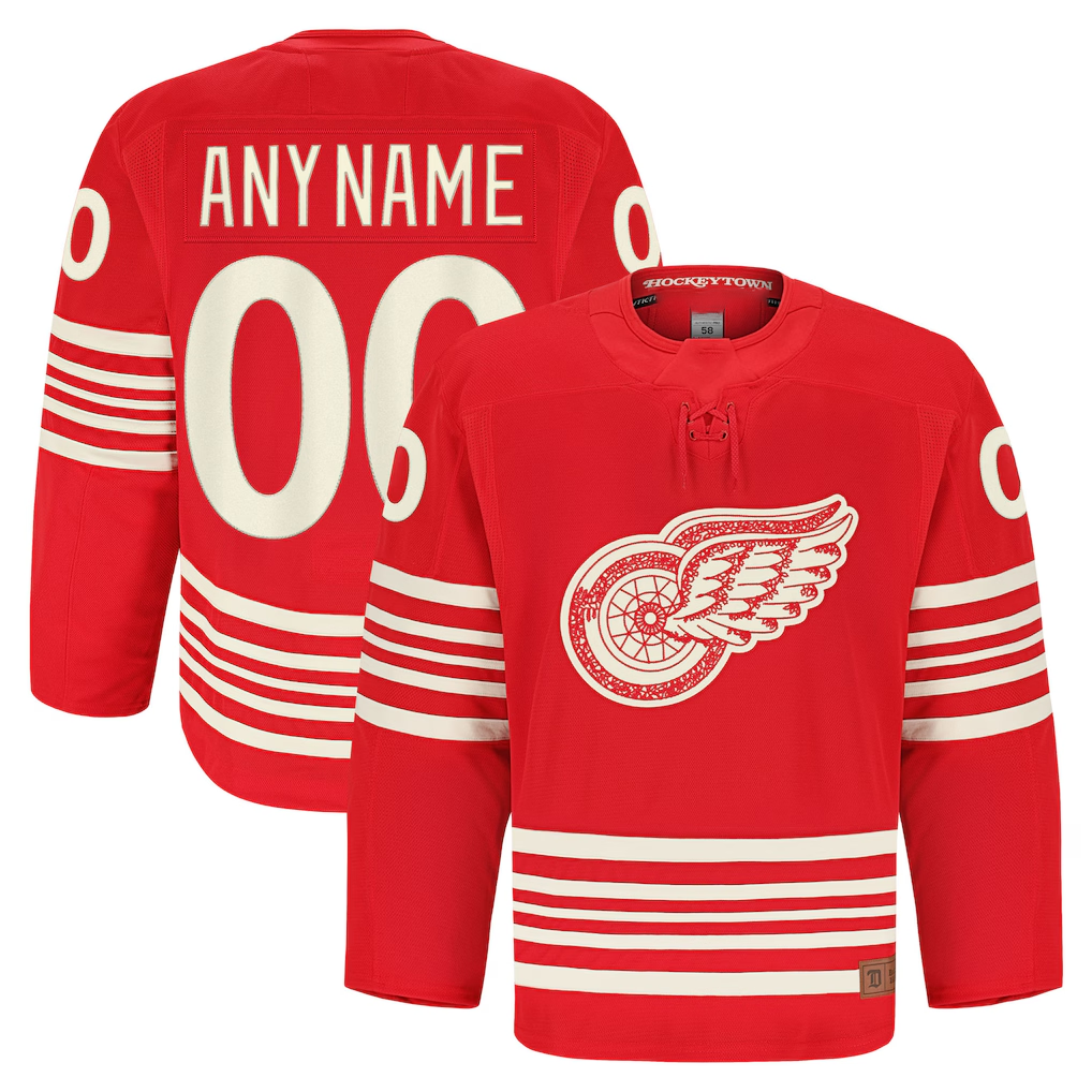 Kooe Custom D.Red wings Red Anniversary Authentic Pro Jerseys