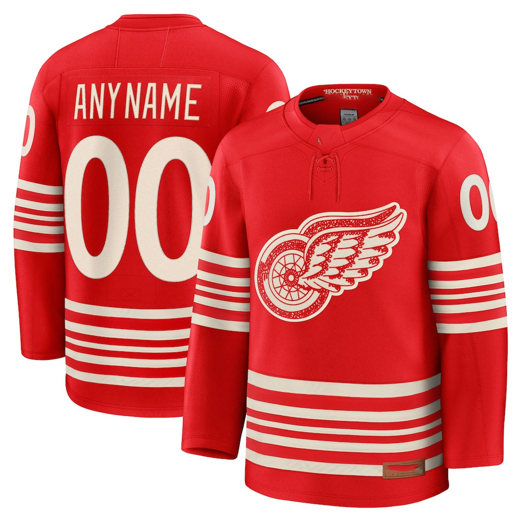 Kooe Custom D.Red wings Red Centennial Premium Jerseys