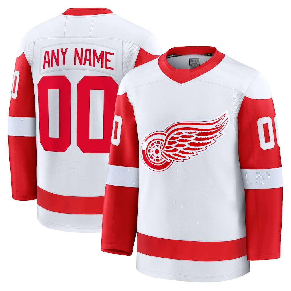 Kooe Custom D.Red wings White Away Premium Jerseys