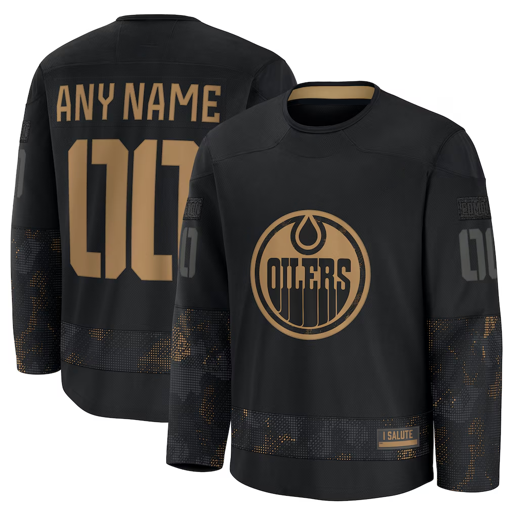Kooe Custom E.Oilers Black 2024 Military Appreciation Practice Jerseys